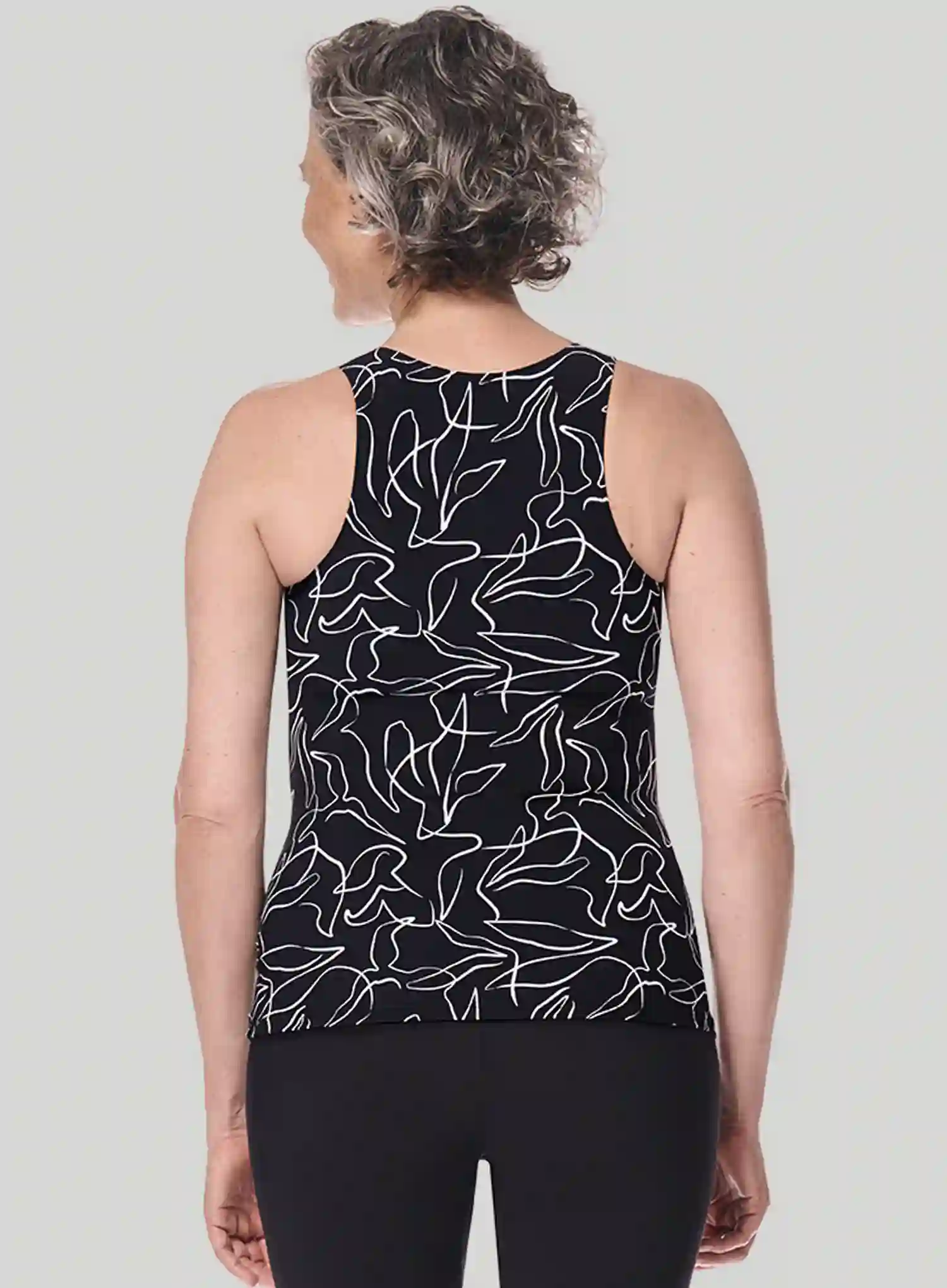 Amoena: Lagos Mastectomy Tankini Black White - Image 2