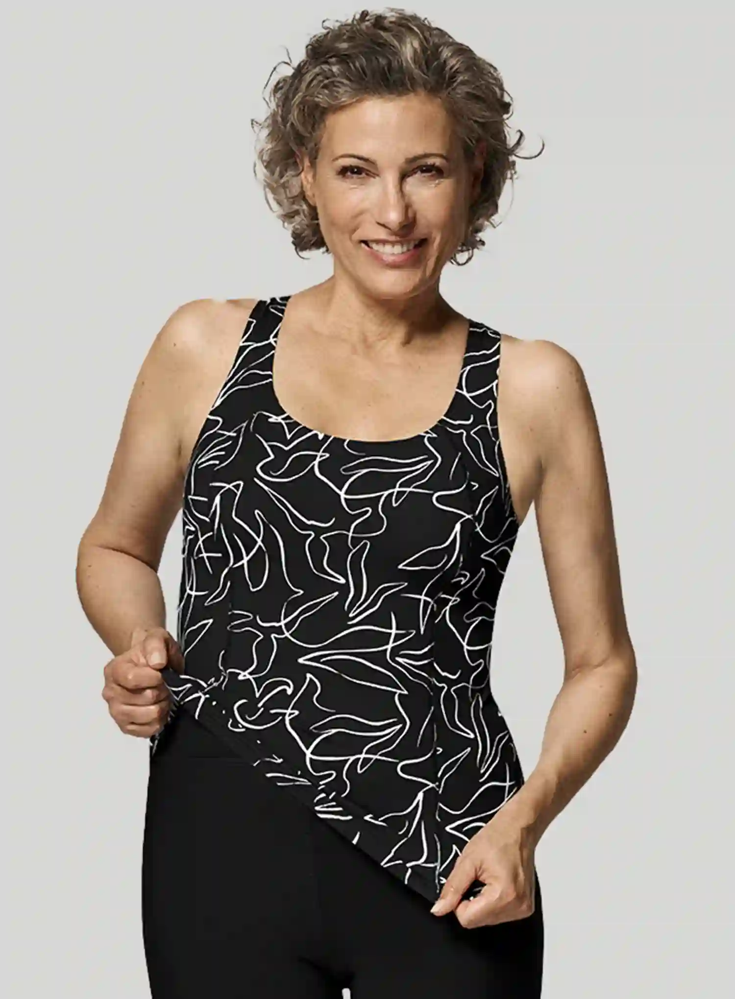 Amoena: Lagos Mastectomy Tankini Black White - Image 3