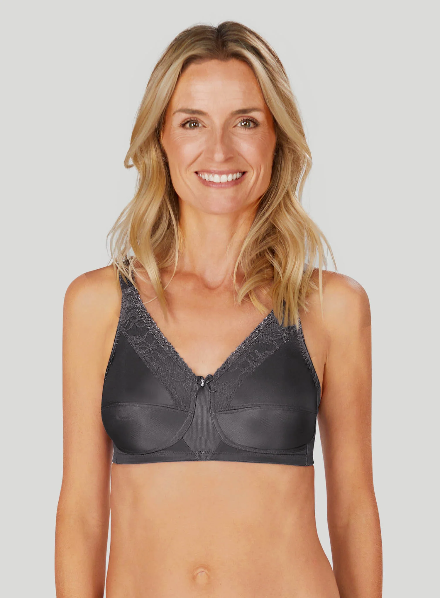Amoena: Nancy Soft Cup Mastectomy Bra Dark Grey - Image 2