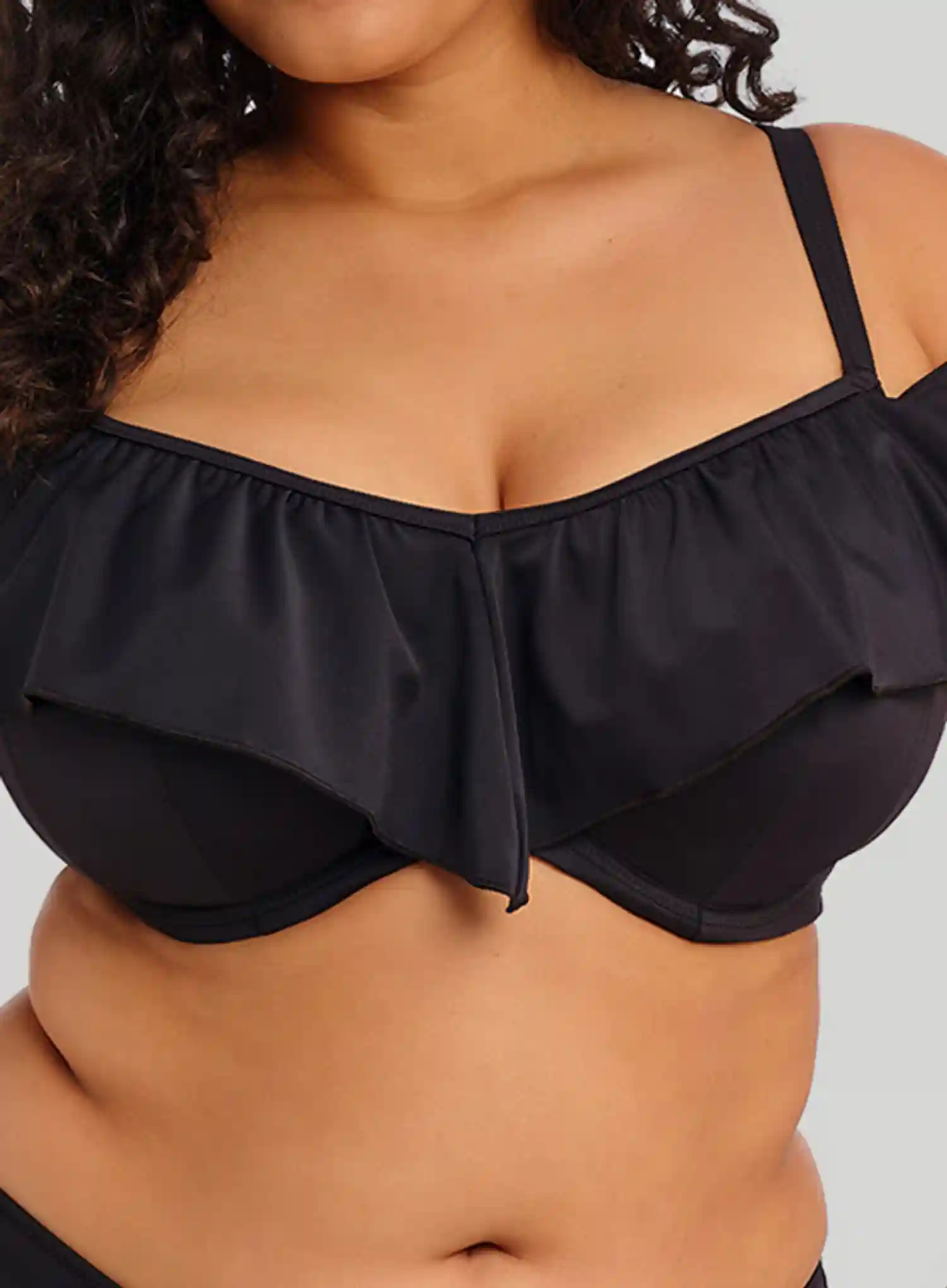 Elomi Swim: Plain Sailing Underwired Ruffle Bikini Top Black - Image 3