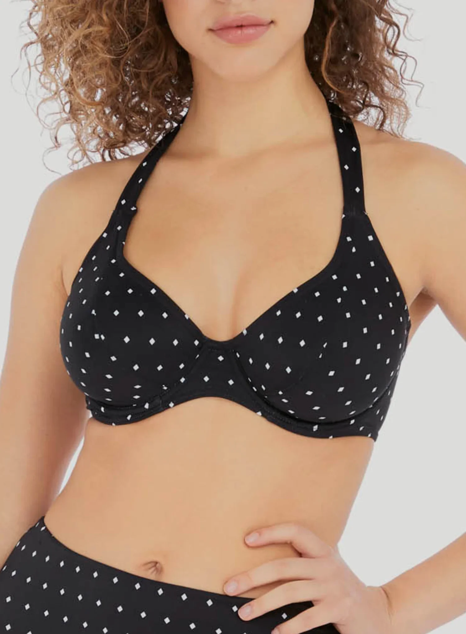 Freya Swimwear: Jewel Cove Underwired Halter Bikini Top Black Diamond - Image 3