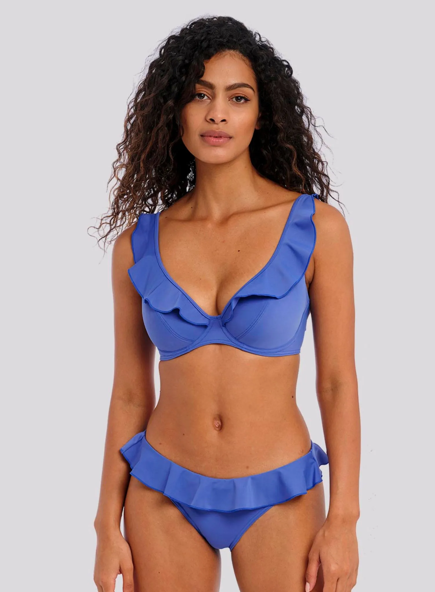 Freya Swimwear: Jewel Cove Underwired High Apex Bikini Top With J Hook Plain Azure - Image 2
