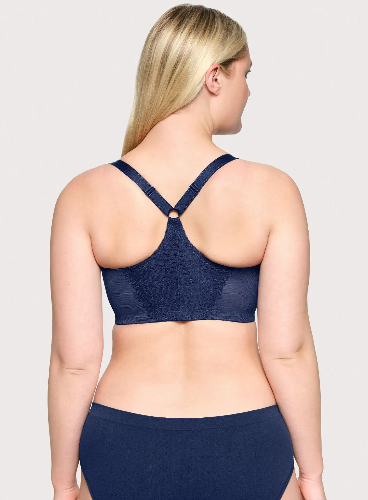 Glamorise: Elegance Front Close T Back Wonderwire Bra Blue - Image 3