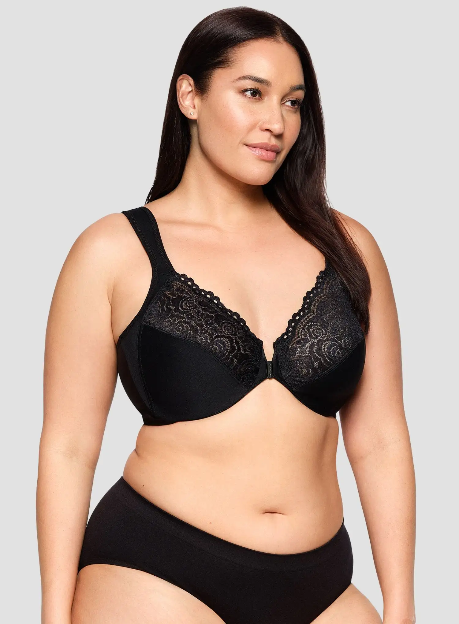 Glamorise: Elegance Front Close Wonderwire Bra Black - Image 4