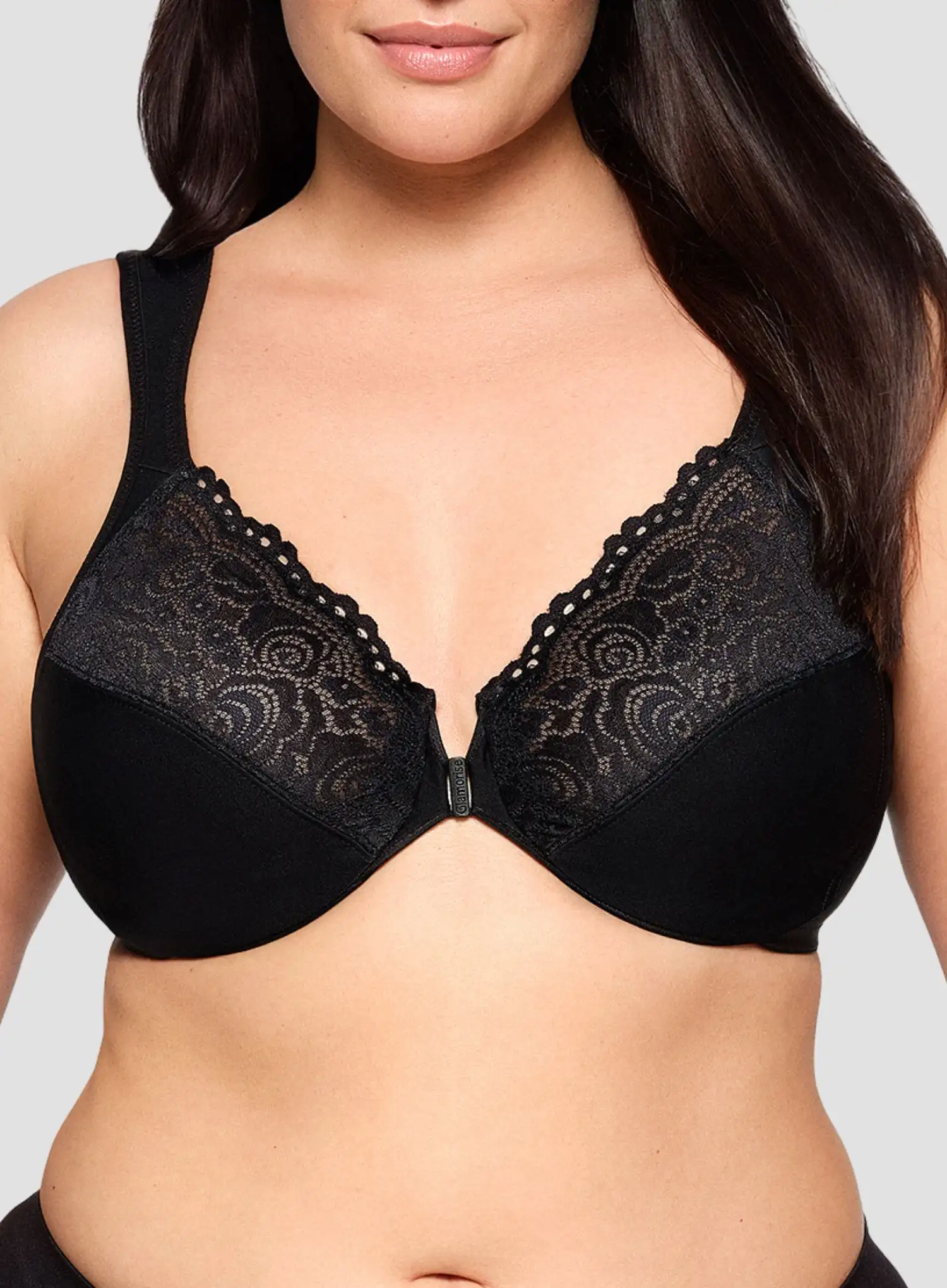Glamorise: Elegance Front Close Wonderwire Bra Black - Image 5