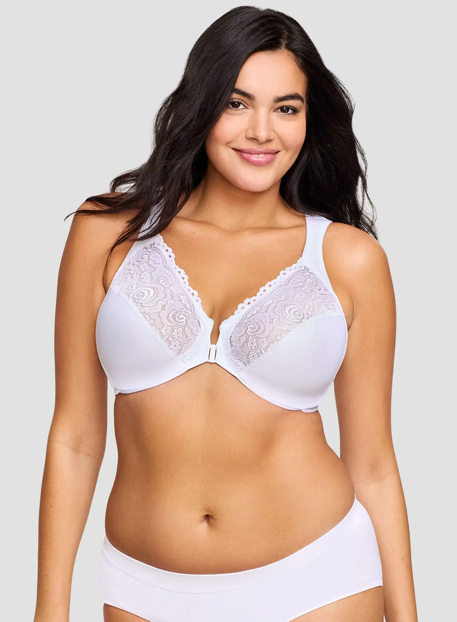 Glamorise: Elegance Front Close Wonderwire Bra White - Image 4