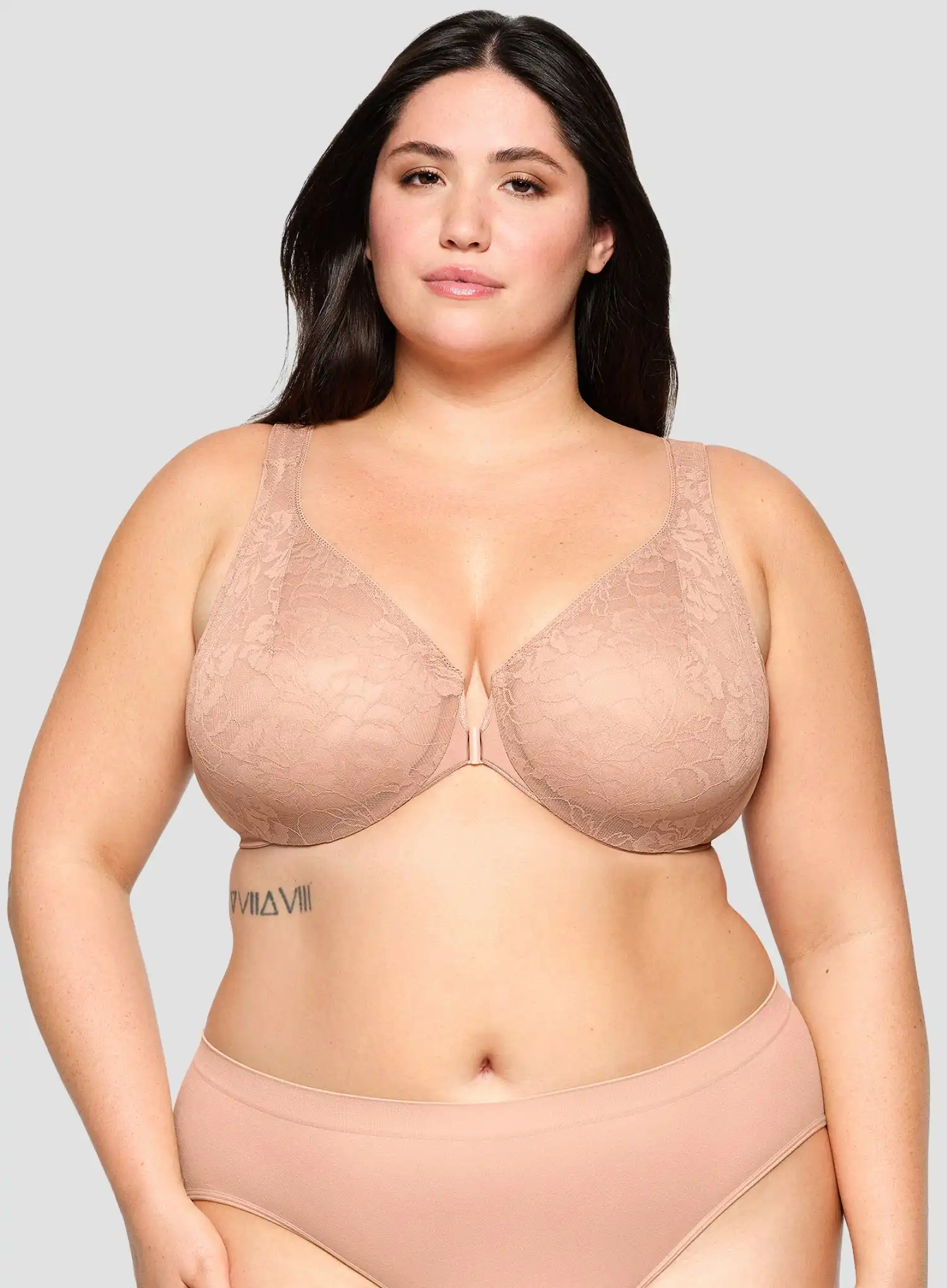 Glamorise: Feeling Lacey Front Close Underwire Bra Cappuccino - Image 4