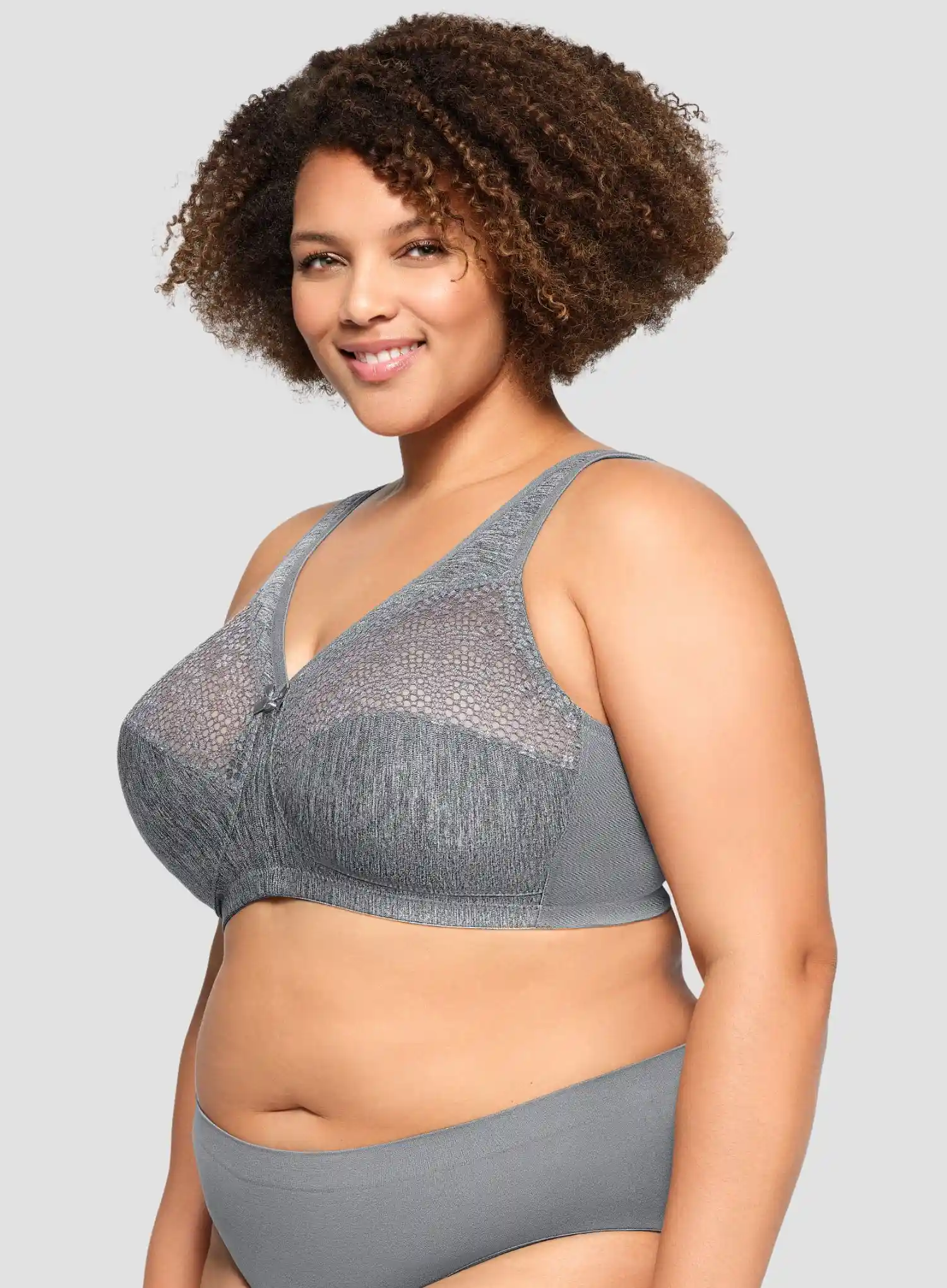Glamorise: Magic Lift Wire Free Cooling Bra Gray - Image 3