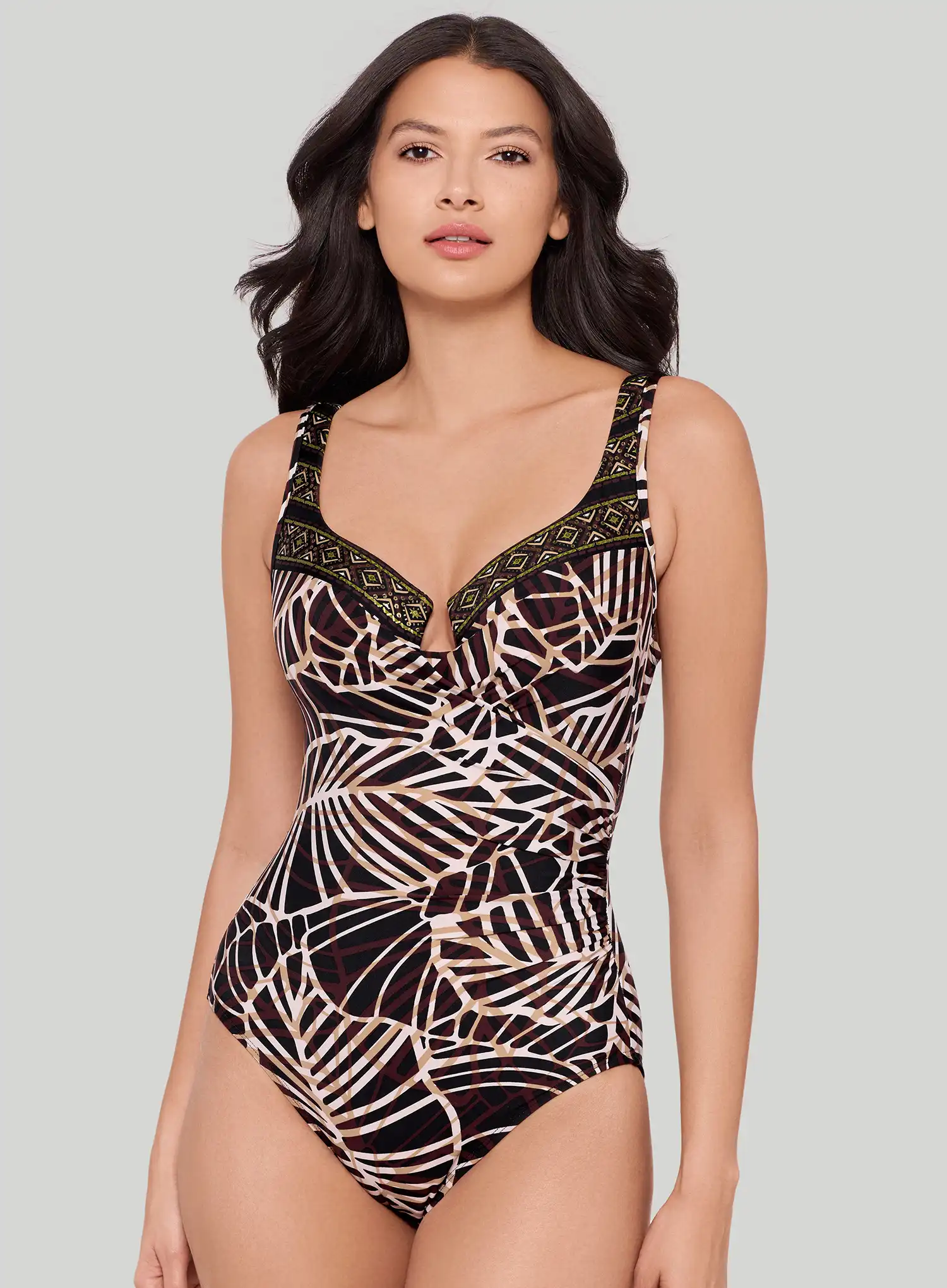 Miraclesuit Swimwear: Lets Be Fronds Escape Underwired Shaping One Piece Black Multi - Image 4