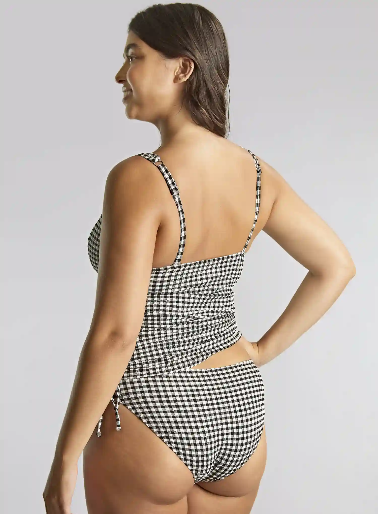 Panache Swimwear: Iris Balconette Tankini Top Black Gingham - Image 3