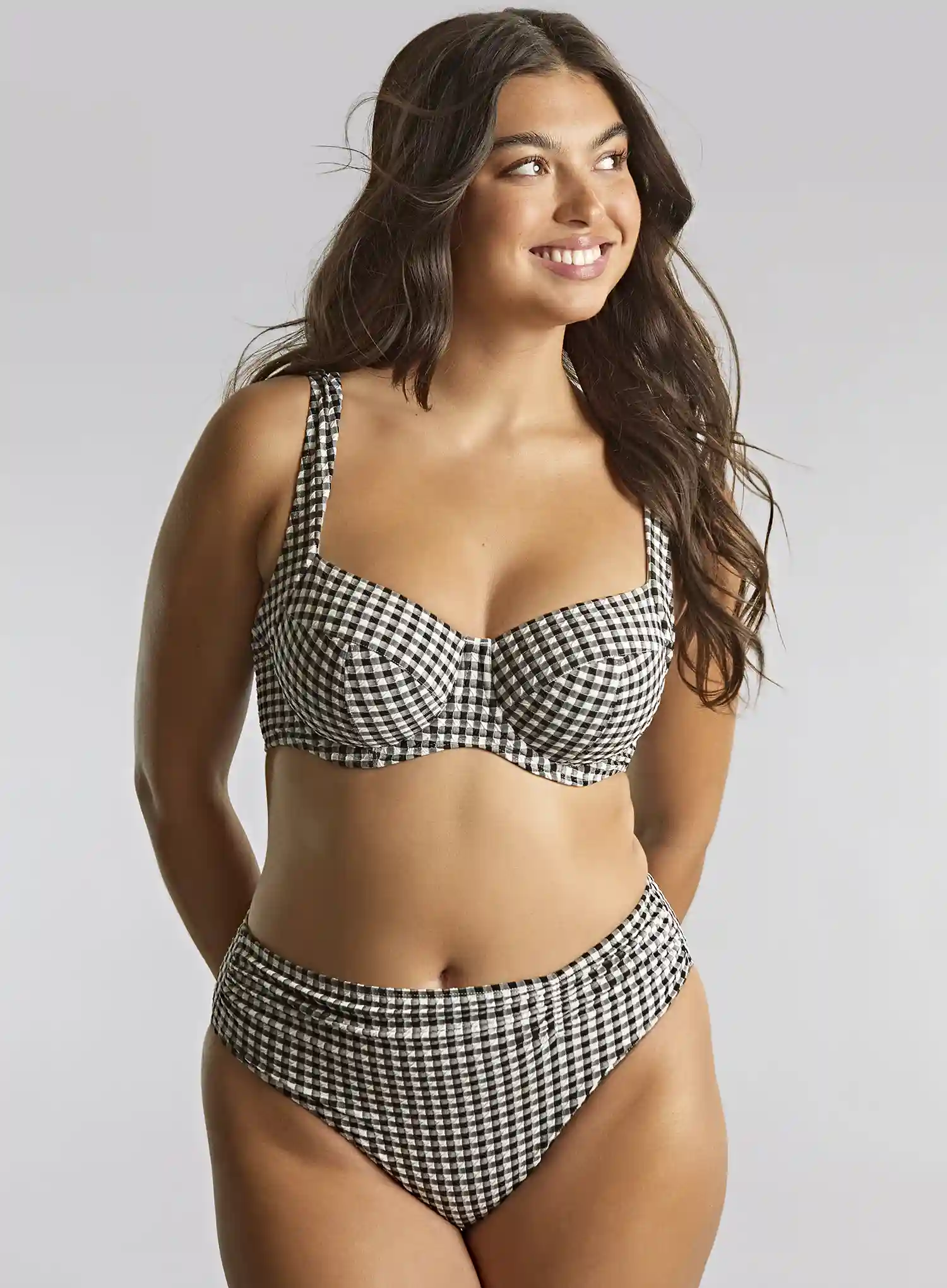Panache Swimwear: Olivia Full Cup Bikini Top Black Gingham - Image 2