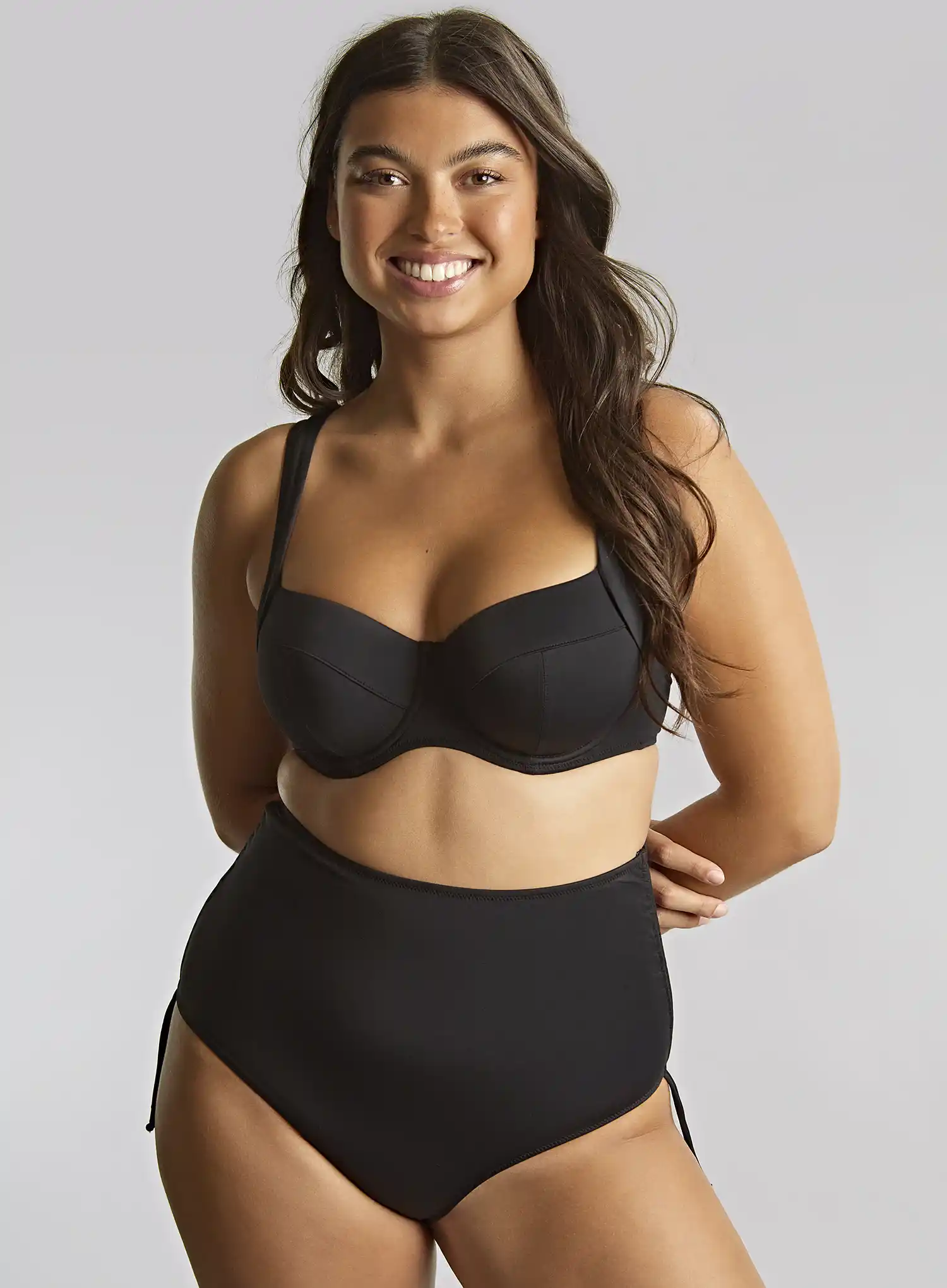 Panache: Signature Midi Gathered Bikini Brief Black - Image 3
