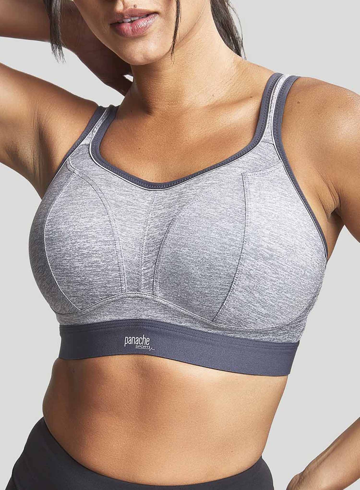 Panache Sport: Boundless Moulded Non Wired Sports Bra With Band Charcoal Marl - Image 5