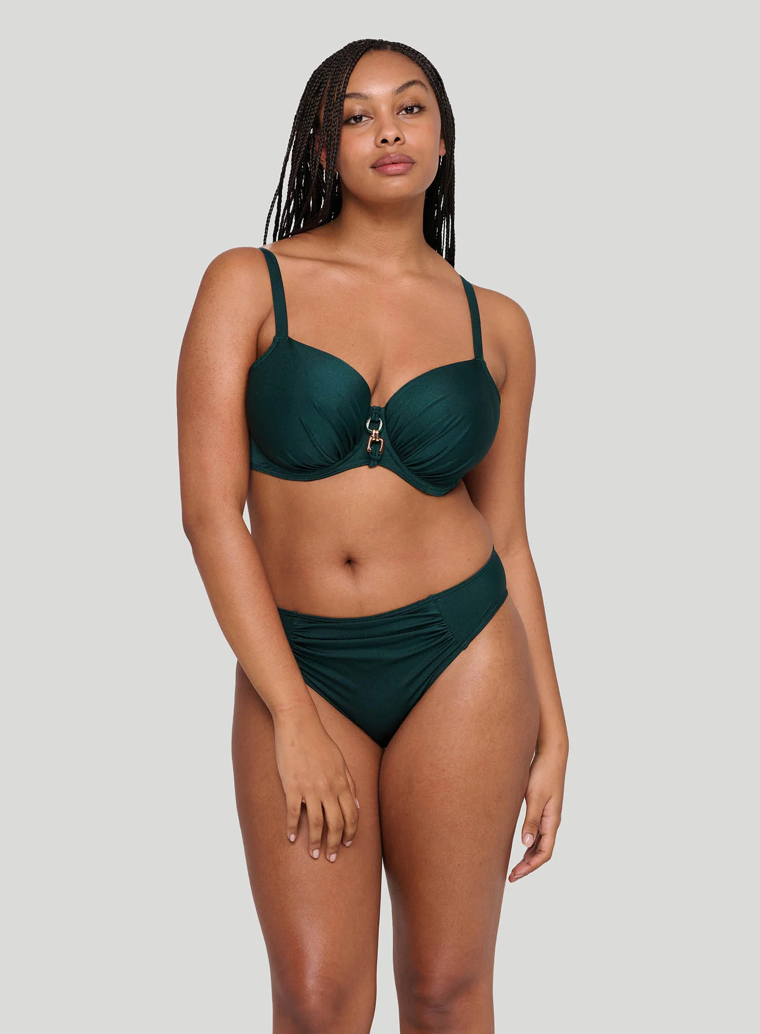 Primadonna Swim: Mangalore Underwired Padded Balcony Bikini Top Jewel Green - Image 2
