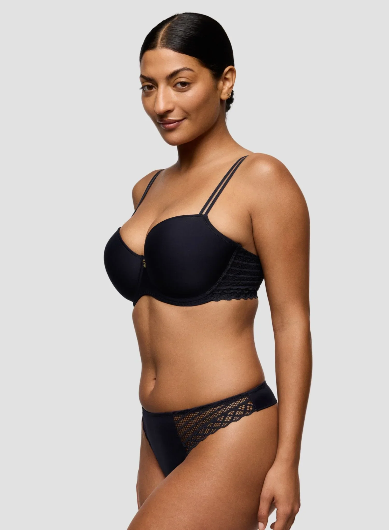 Primadonna Twist: Twist Side Padded Balconette Bra Charcoal - Image 3