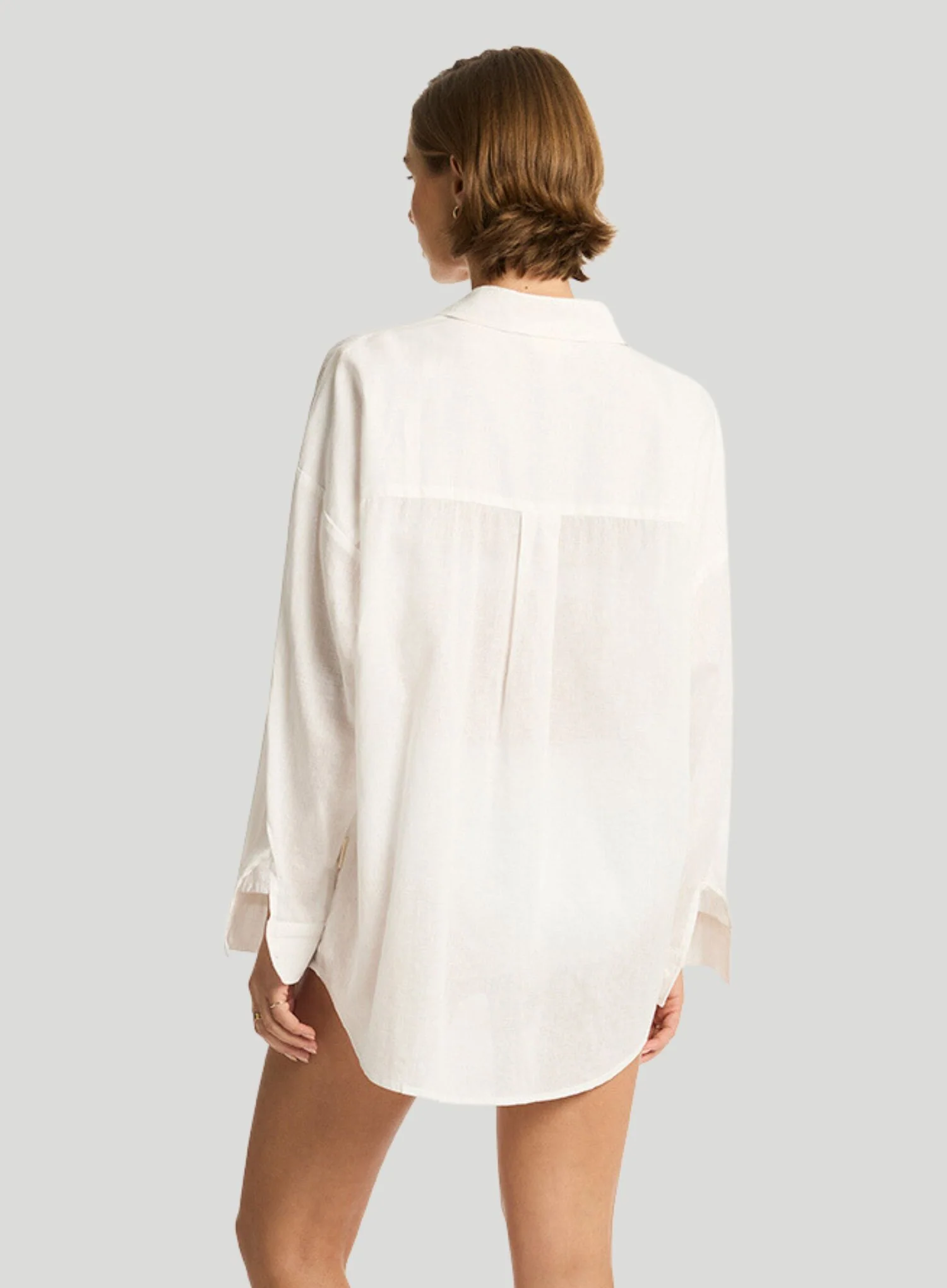 Sea Level: Breeze Linen Beach Shirt White - Image 3