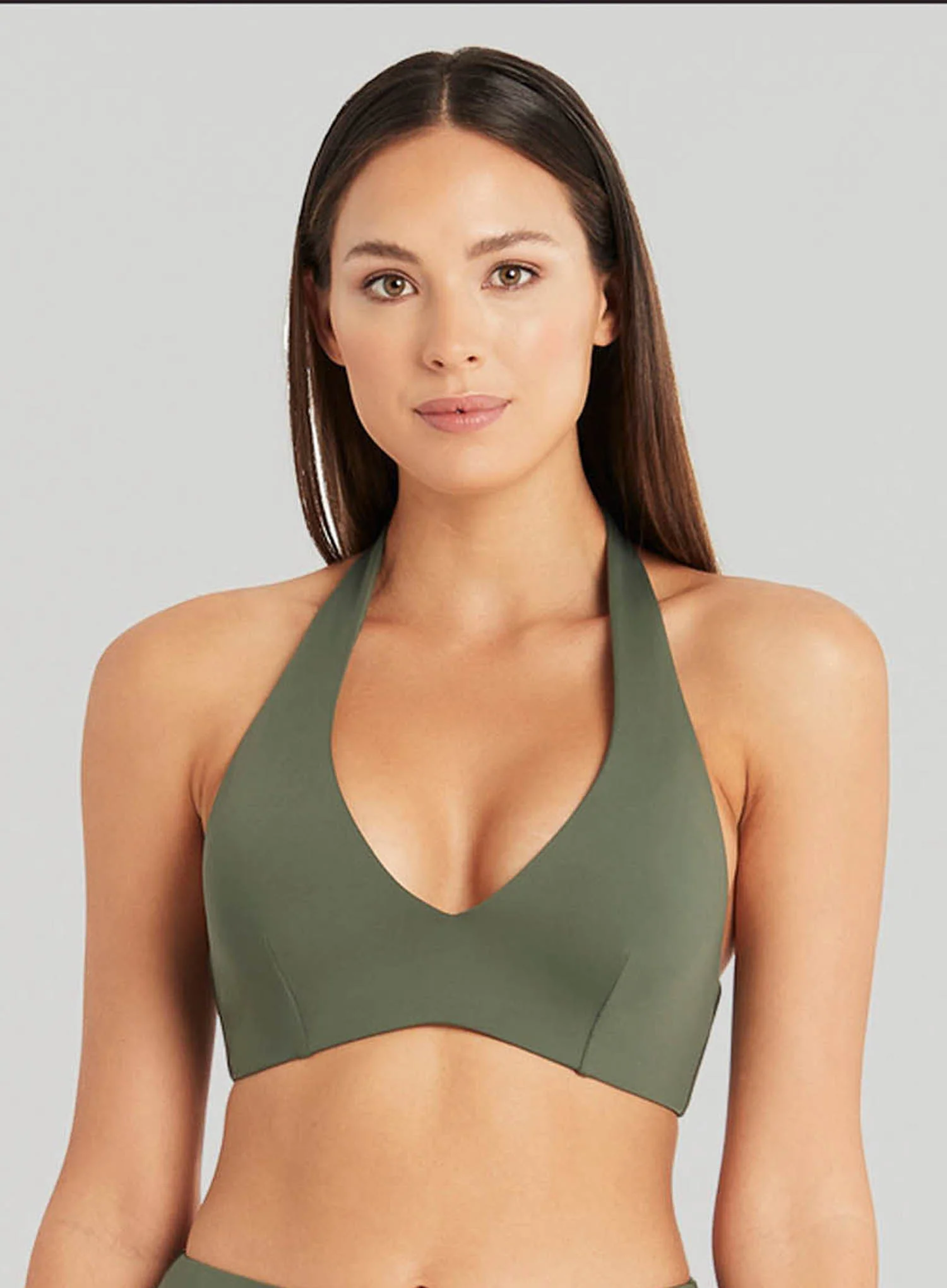 Sea Level: Eco Essentials Halter Swim Bra Khaki - Image 4