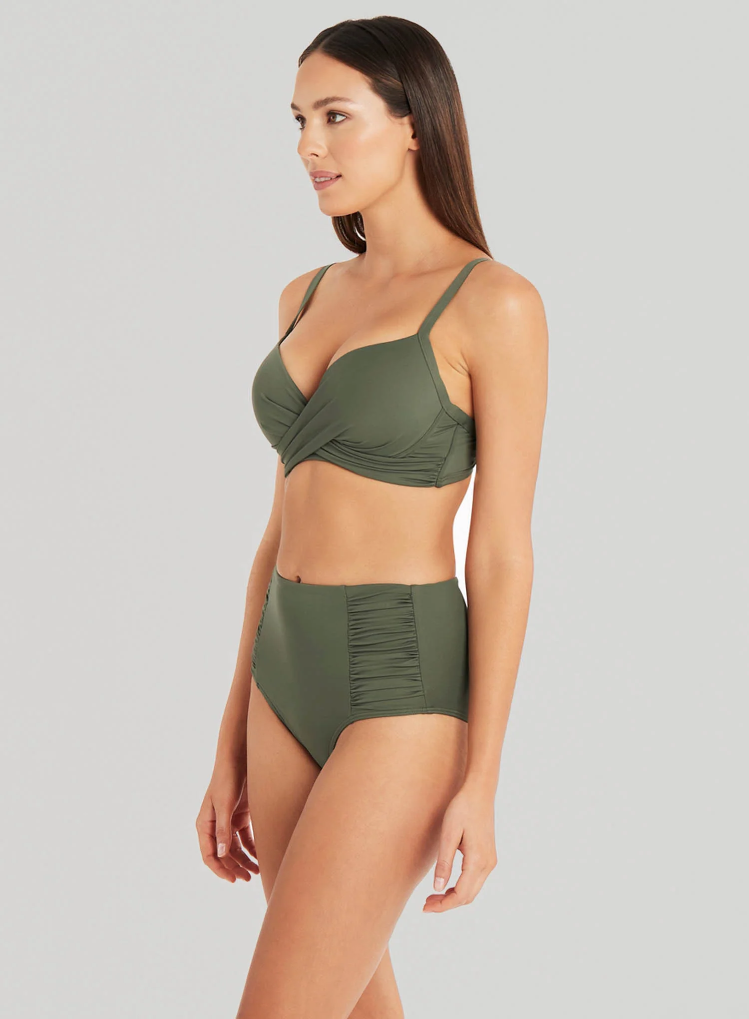 Sea Level: Eco Essentials High Waist Gathered Brief Khaki - Image 3