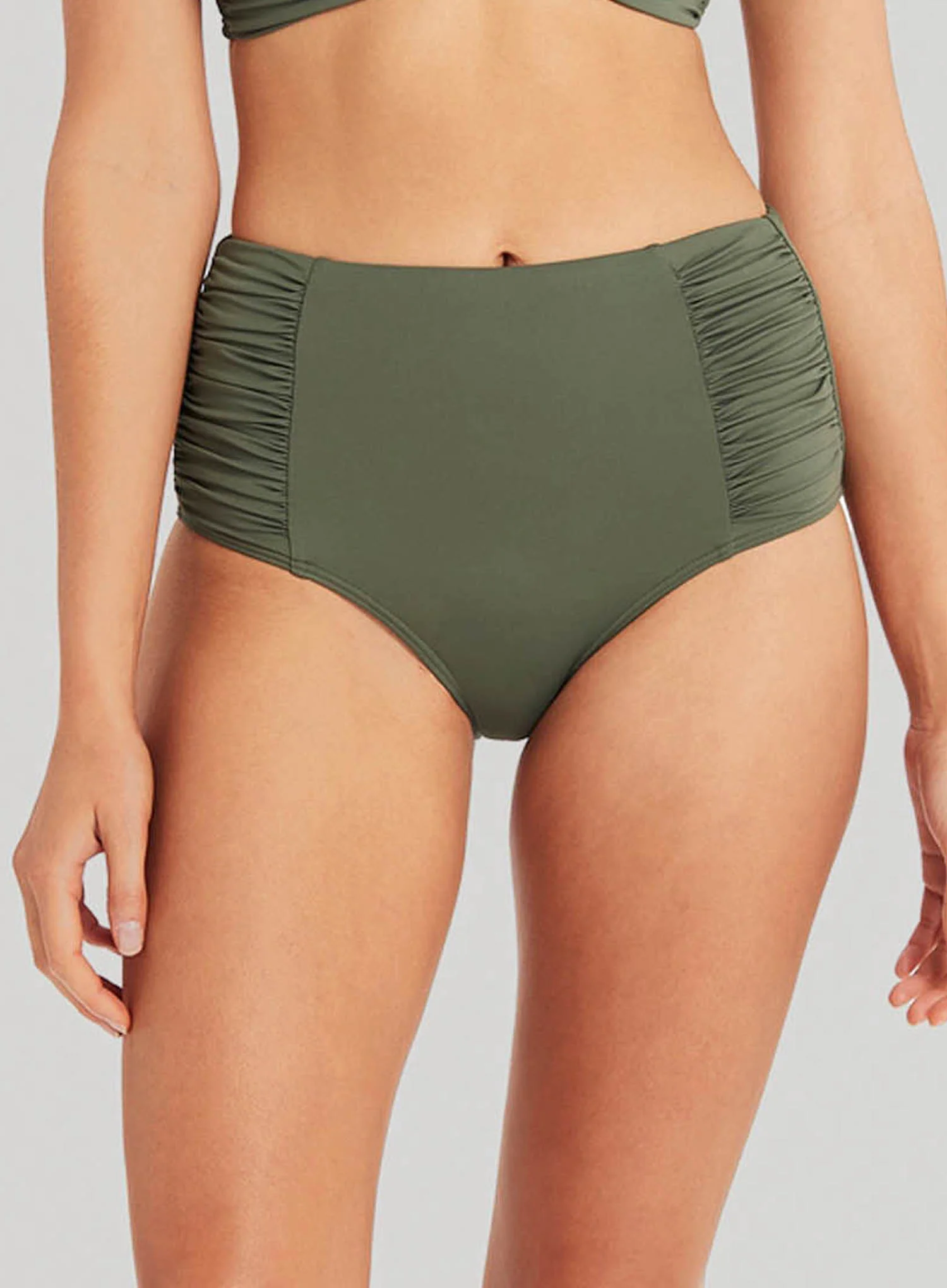Sea Level: Eco Essentials High Waist Gathered Brief Khaki - Image 4