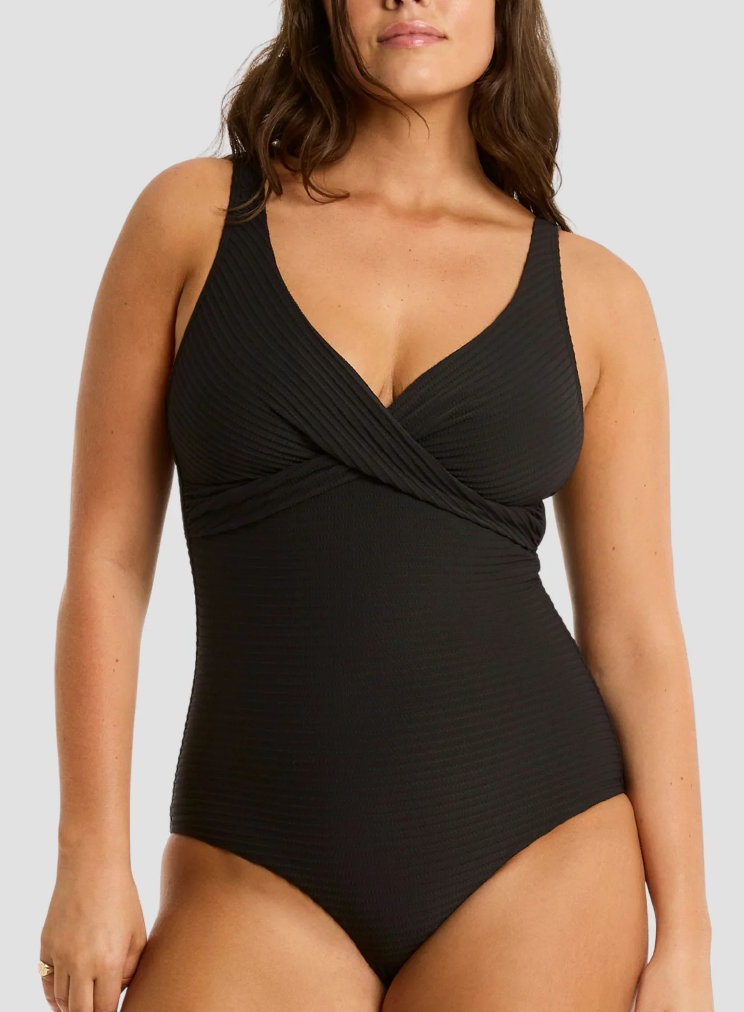 Sea Level: Spinnaker Cross Front Multifit One Piece Black - Image 4