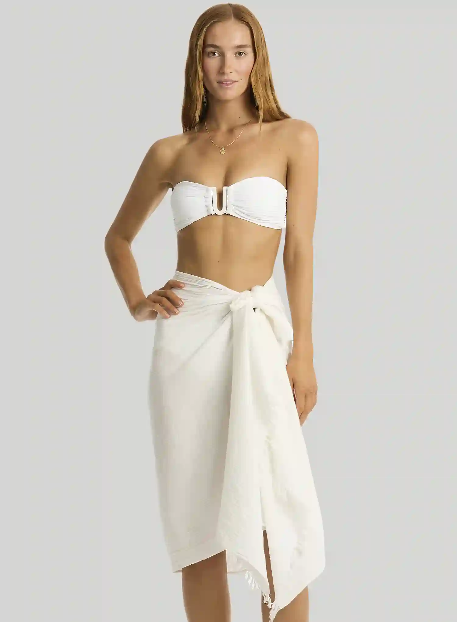 Sea Level: Sunset Frayed Sarong White